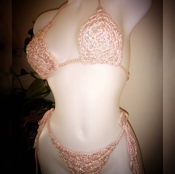 Luxury Handmade Crochet Swarovski Bikini - Picture 5 of 17